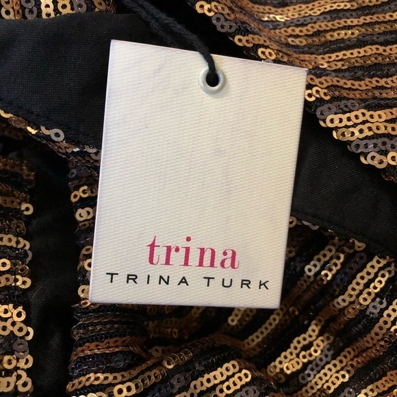NWT TRINA BY TRINA TURK Juju Gold Sequin Sheath Dress Size S - Picture 7 of 8